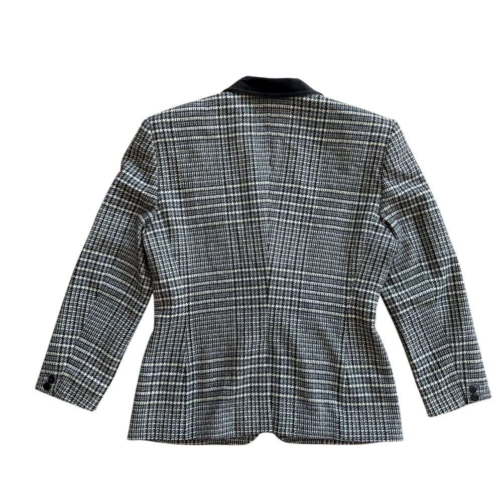 Escada by Margaretha Ley Vintage Houndstooth Wool Blazer Jacket Velvet Collar 40 - Picture 5 of 14